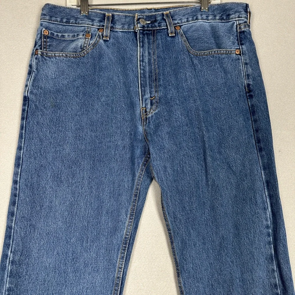 Levis 505 Jeans Mens 36X34 Blue Regular Fit Straight Leg Denim Pants 5-Pocket